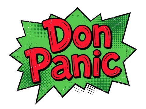 Don panic isolated funny text design with green leaves isolated on transparent background
