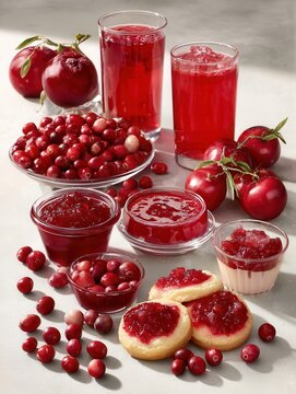 Vibrant Cranberry Drinks And Fresh Fruit Display