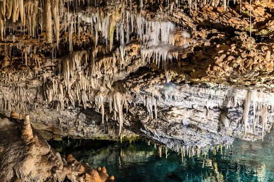 Crystal Cave: An Underground World of Stalactites. Reflections Beneath Bermuda&rsquo;s Spectacular Limestone Formations.
