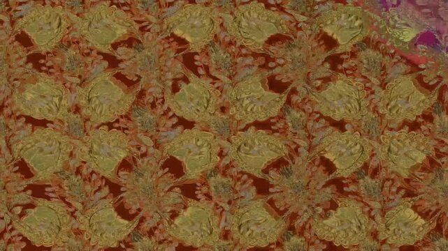 Seamless video loop with vintage brown ornamental floral pattern and textured decorative details. Elegant abstract background for wallpaper, textile and motion design.