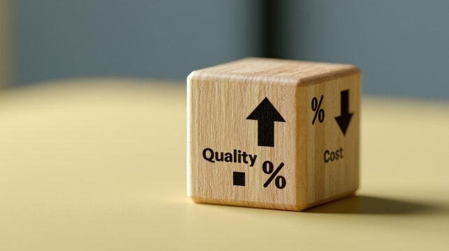 Business growth and cost reduction concept wooden cube