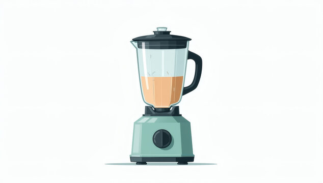 Modern electric kitchen blender illustration with fresh orange smoothie isolated on white