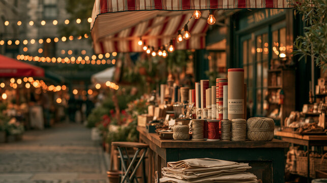 Craft Market Stall With Paper Rolls And Twine