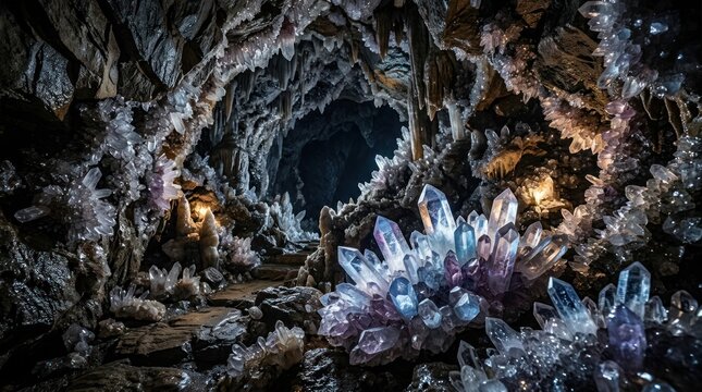 Crystal cave formation natural mineral growth