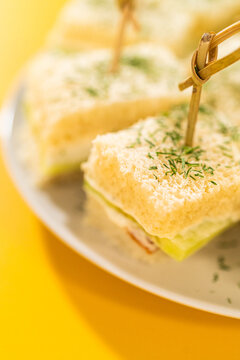 Mini Cucumber Sandwiches with Cream Cheese Spread