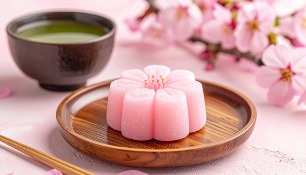 Pink dessert wooden plate