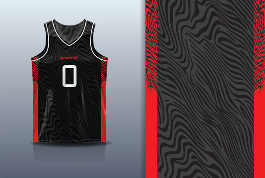 Basketball Jersey Sport Streetwear Design Abstract Wave Zebra Pattern Black Red Sublimation Fashion