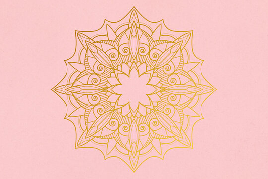 Golden arabesque patterned design element vintage illustration isolated on background