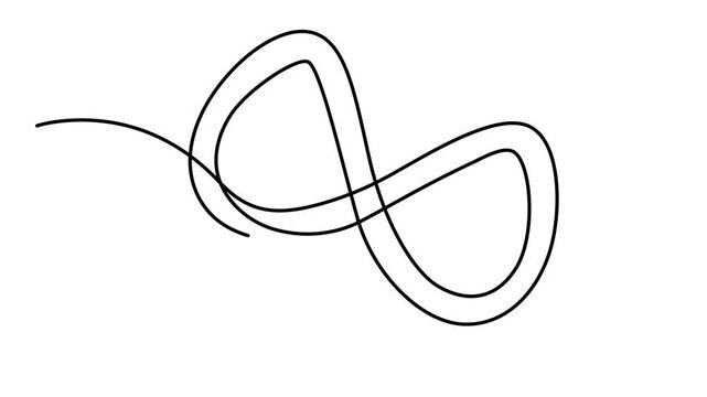 Animated Infinity loop continuous one line drawing. Infinity sign mark one line art animation, Infinity eternity symbol in variations pro design style. Full length one line animation video. 4k