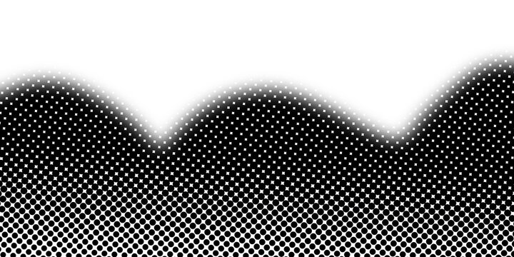 Black and white halftone dot pattern background isolated on transparent background