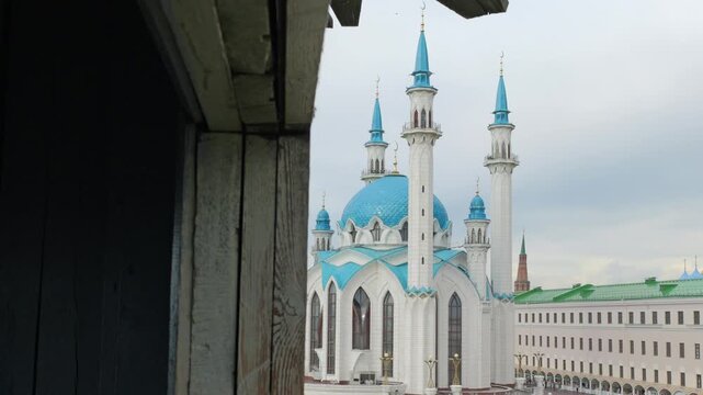 Kul Sharif Mosque Through Historic Kazan Kremlin Architecture