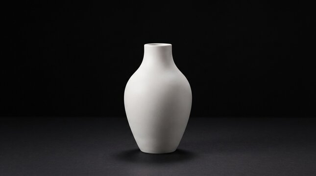 white vase on black background