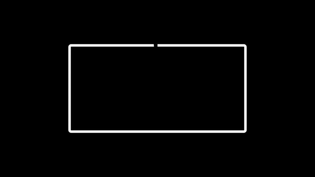 Flat outline rectangle shape animation in transparent background line drawing style motion graphic in 4K animation with alpha channel