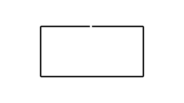 Flat outline rectangle shape animation in transparent background line drawing style motion graphic in 4K animation with alpha channel