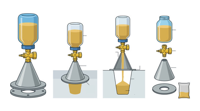 Civil Engineering Sand Replacement Method for Soil Density Testing Illustration, Vector Diagram of Sand Cone Test Equipment and Field Procedure