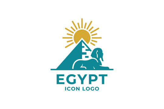 Egypt Icon Logo Pyramid Sun Vector Illustration Suitable For Travel Agency Tourism