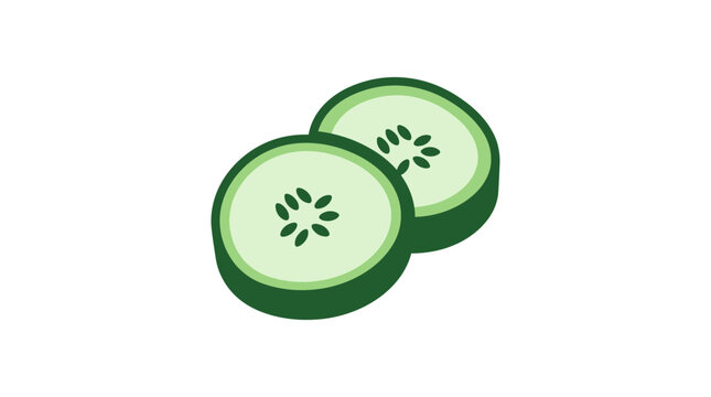 Two fresh cucumber slices with seeds for healthy food and refreshing summer drink.