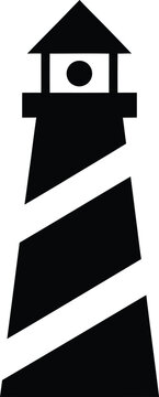 Minimalist flat vector icon design of a nautical lighthouse structure for maritime navigation and coastal warning systems