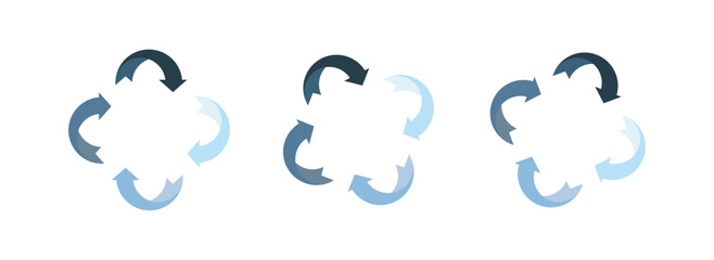 Obraz premium Circle arrow icon set. Round reload sign, repeat icon, rotate arrow symbol. Circle arrows infographics. circular diagrams. vector illustration.