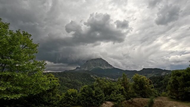 A Storm Cloud Hovering Over a Mountain in The Tzoumerka National Park in Greece