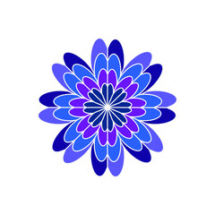 Obraz premium Abstract Geometric Blue Flower Mandala Vector Illustration - Modern Layered Floral Ornament and Symmetrical Bloom Icon Concept for Decorative Pattern, Logo, and Branding Design Isolated