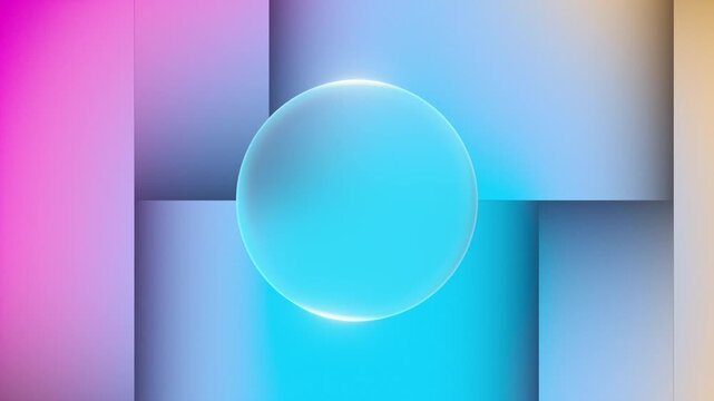 Glassmorphic rectangular frame with soft glowing light on gradient background.