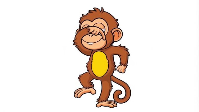 Cartoon Monkey Thinking and Scratching Head Animation on White Background