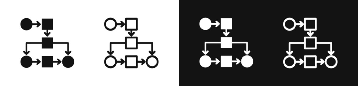 Business process workflow chart and algorithm flowchart icon vector set