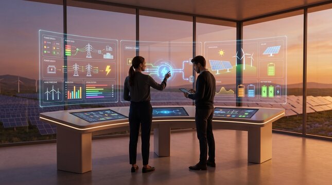 Monitoring Renewable Energy Power Grid on Holographic Screens