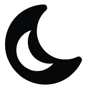 Black crescent moon icon outline symbol