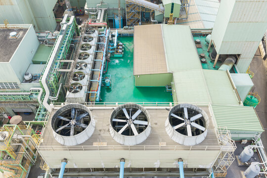 Cogeneration Power Plant Cooling System Aerial View