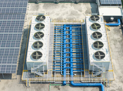Industrial Cooling Tower System with Solar Rooftop