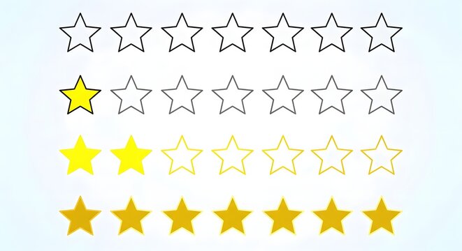 Star rating icon set showing different levels of customer satisfaction