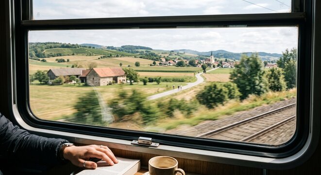 European countryside viewed from train window