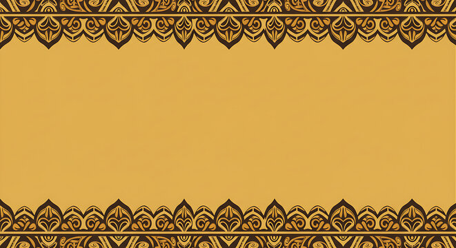 Gold ethnic ornamental border frame background with copy space