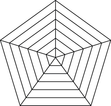 Radar spider diagram template. Flat spider mesh. Blank radar charts. Pentagon, hexagon and heptagon graphs. Kiviat diagram for statistic and analitic. 