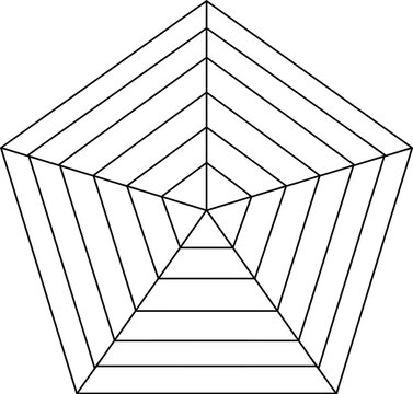 Radar spider diagram template. Flat spider mesh. Blank radar charts. Pentagon, hexagon and heptagon graphs. Kiviat diagram for statistic and analitic. 