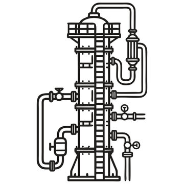 Industrial Distillation Column Chemical Process Unit Vector Illustration for Engineering Education