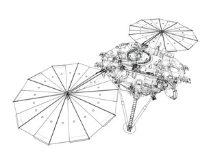 Mars lander wireframe illustration. Vector © cherezoff