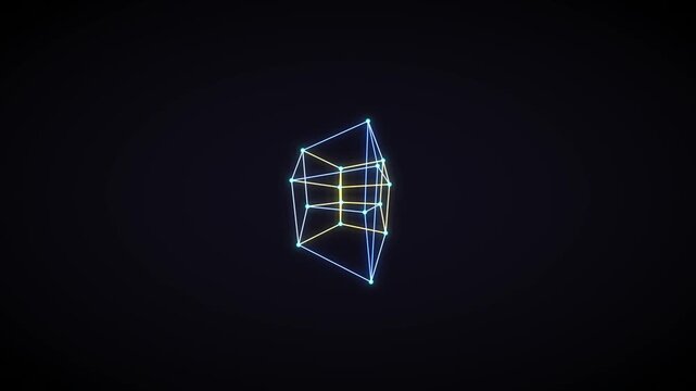 Hyperdimensional 4D Tesseract Hypercube Geometry Projection 4K Loop