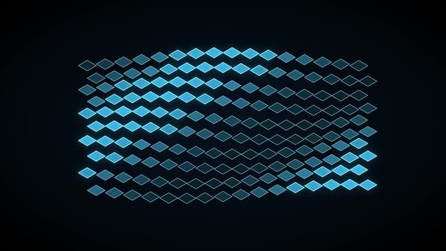 3D Isometric Voxel Cube Matrix Elevation Wave Cloud IT 4K Loop