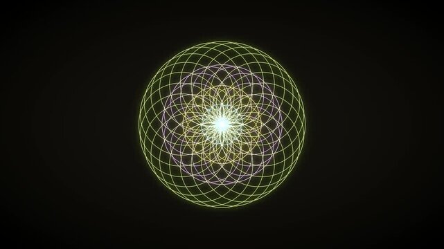 Sacred Geometry Concentric Mandala Rosette Flower of Life 4K Loop