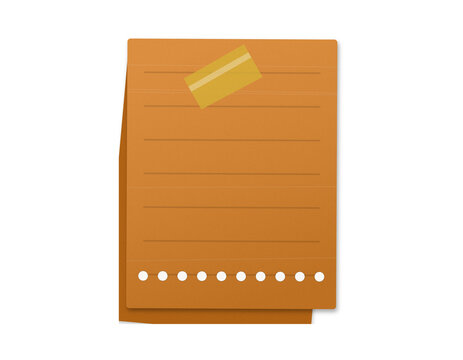 Stacked orange paper notes with lines, perforated bottom, and tape, perfect for organized reminders and messages.