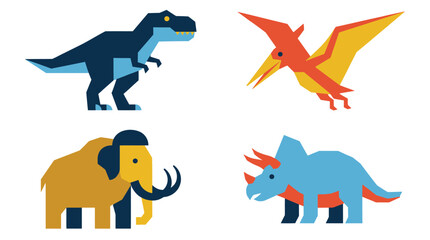 Cute colorful prehistoric dinosaur and extinct animals vector illustration set © NANDO
