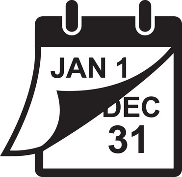 Calendar icon showing the transition from december 31 to january 1 new year