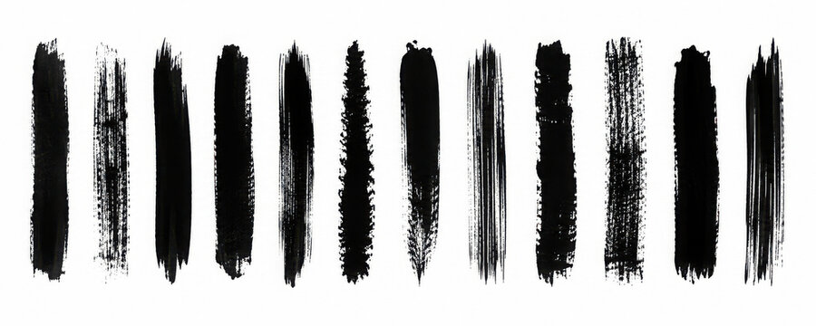 Pack of Black Grunge set of Brush Stroke Vector Collection. Vector brush set. Black lines and spots on white background