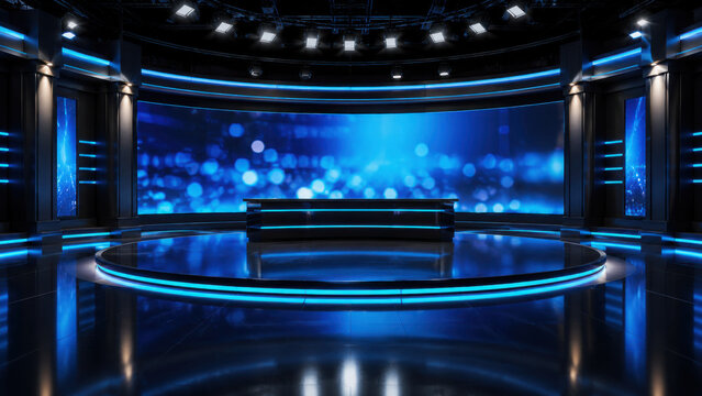 A stunning 3D virtual studio with the perfect background for TV shows and news slides