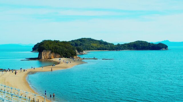 小豆島エンジェルロードと瀬戸内海の絶景 4Kシネマティック映像素材