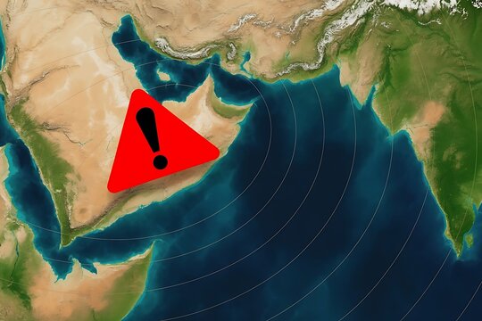 Warning sign on map highlights danger in the Horn of Africa region.