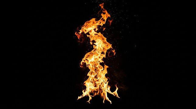 Vibrant Orange Flame Burning Brightly in Darkness Creating a Warm Glowing Effect